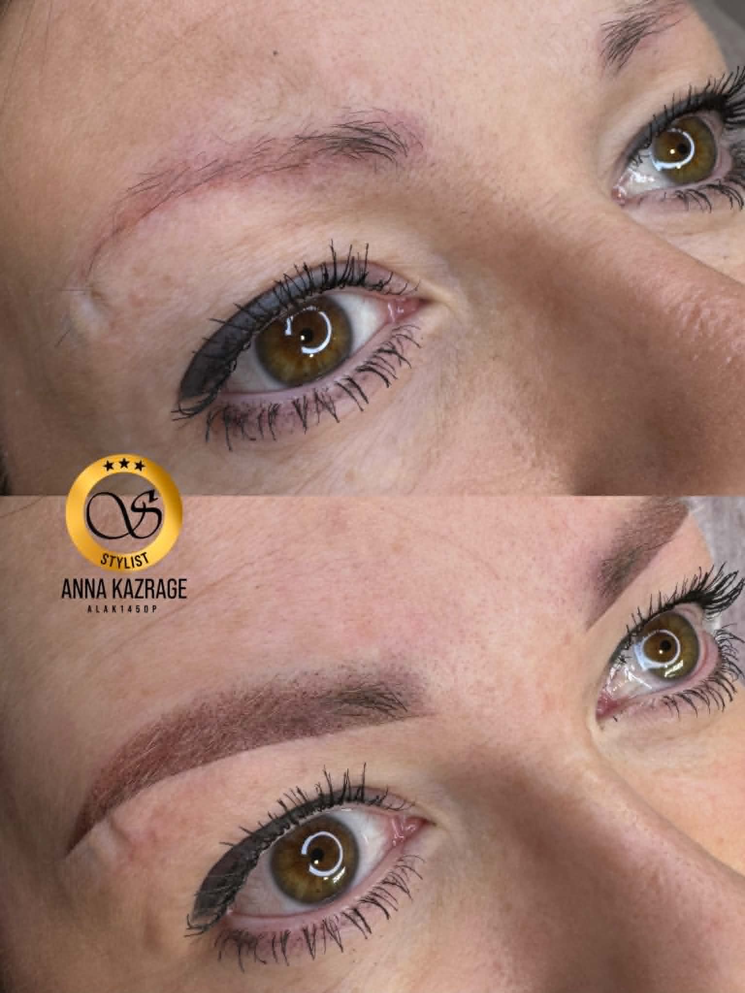 Før-og-etter permanent makeup resultat